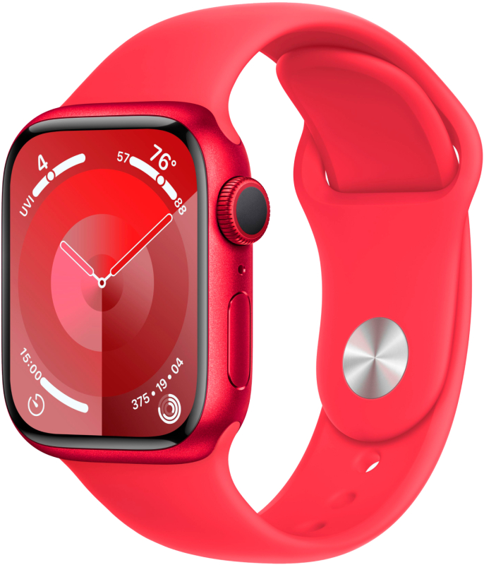 Apple Watch Series 9, 41 мм, корпус из алюминия цвета (PRODUCT)Red, спортивный ремешок цвета (PRODUCT)Red