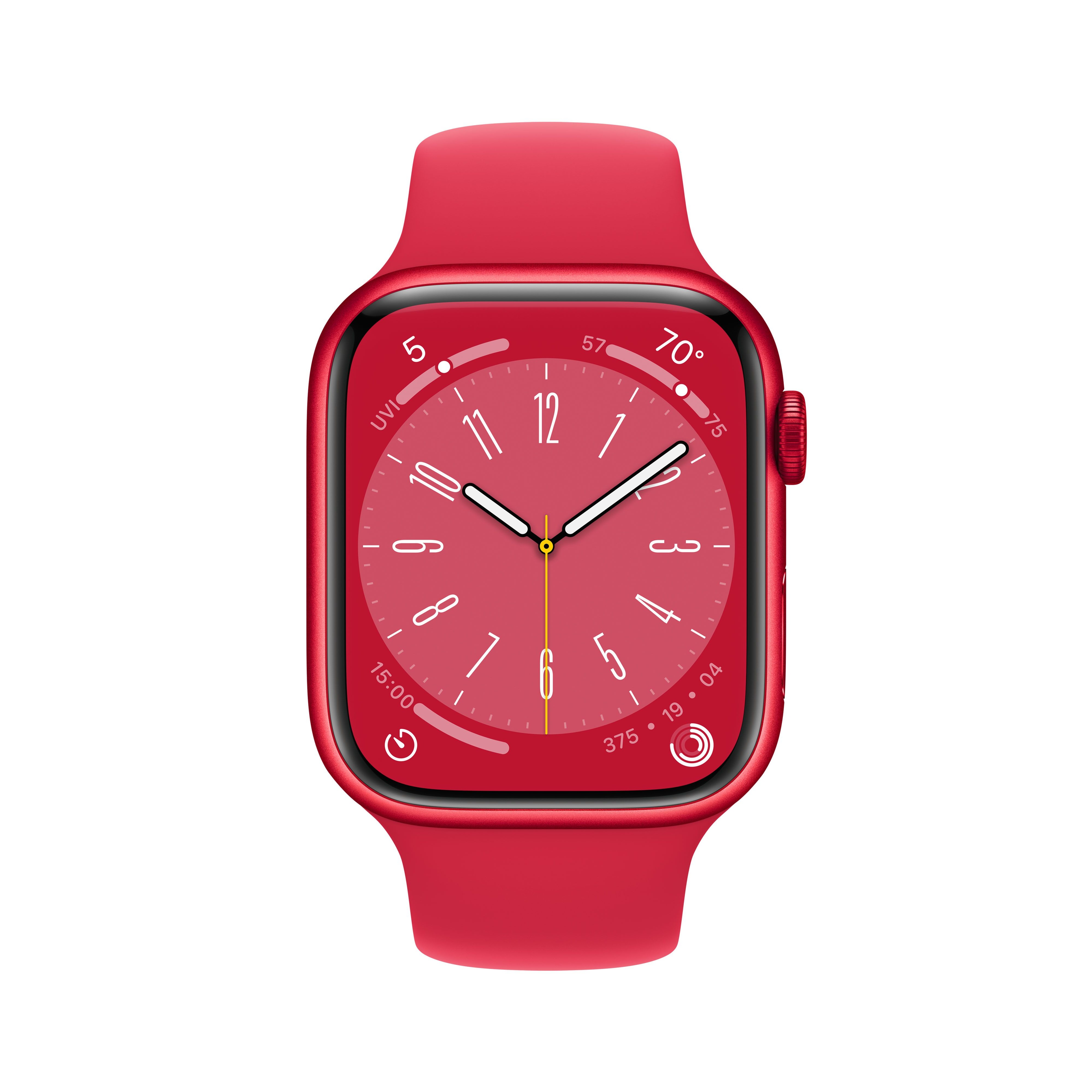 Apple Watch Series 8 45мм (MNP43K) корпус из алюминия цвета (PRODUCT)RED, спортивный ремешок цвета (PRODUCT)RED