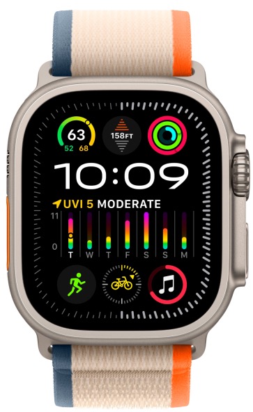 Apple Watch Ultra 2, 49 мм, корпус из титана, ремешок Trail оранжевого/бежевого цвета