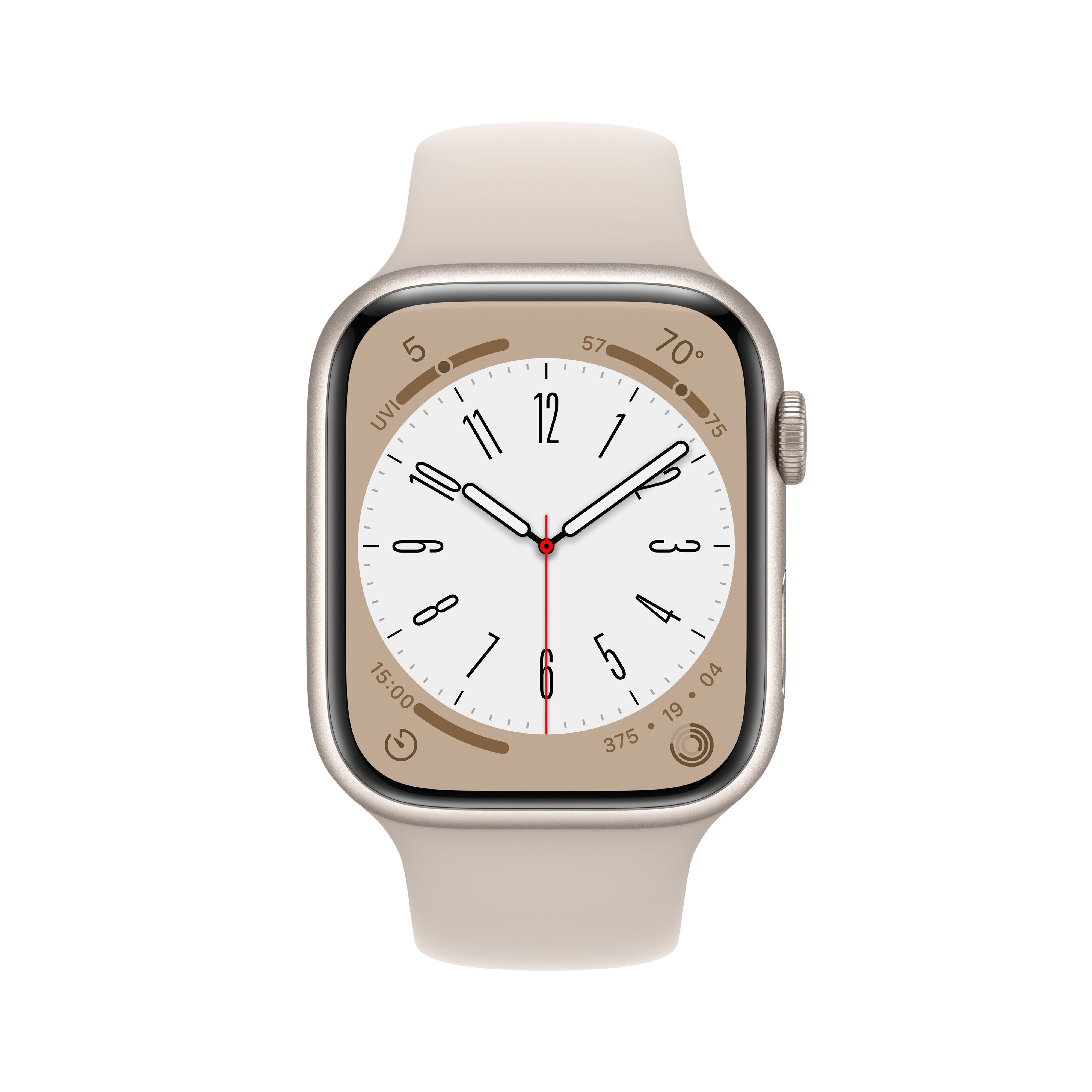 Apple Watch Series 8 41 мм (MNP63K) корпус из алюминия цвета «сияющая звезда», спортивный ремешок цвета «сияющая звезда»