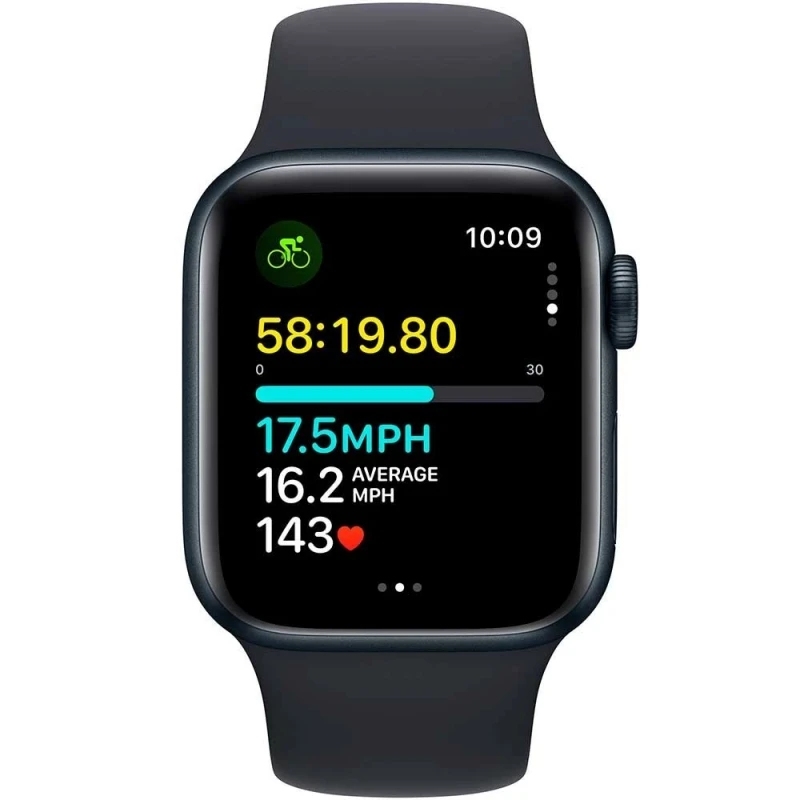 Apple Watch SE 2 2023 44мм корпус из алюминия цвета «тёмная ночь», спортивный ремешок цвета «тёмная ночь»
