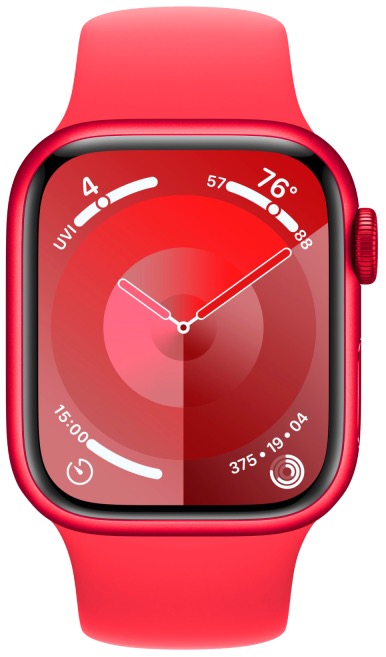 Apple Watch Series 9, 41 мм, корпус из алюминия цвета (PRODUCT)Red, спортивный ремешок цвета (PRODUCT)Red