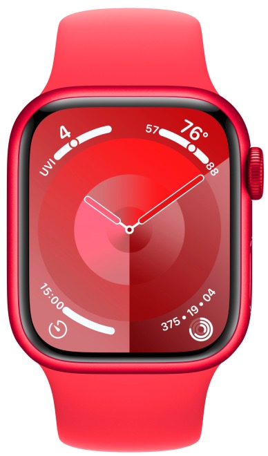 Apple Watch Series 9, 45 мм, корпус из алюминия цвета (PRODUCT)Red, спортивный ремешок цвета (PRODUCT)Red