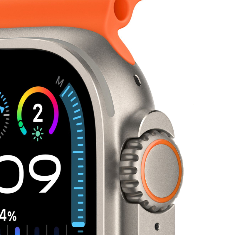 Apple Watch Ultra 2, 49 мм, корпус из титана, ремешок Ocean оранжевого цвета