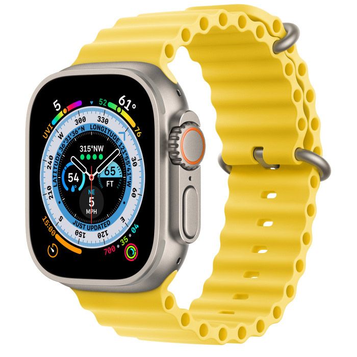 Apple Watch Ultra 49 мм (MNHG3K) корпус из титана, ремешок Ocean желтого цвета