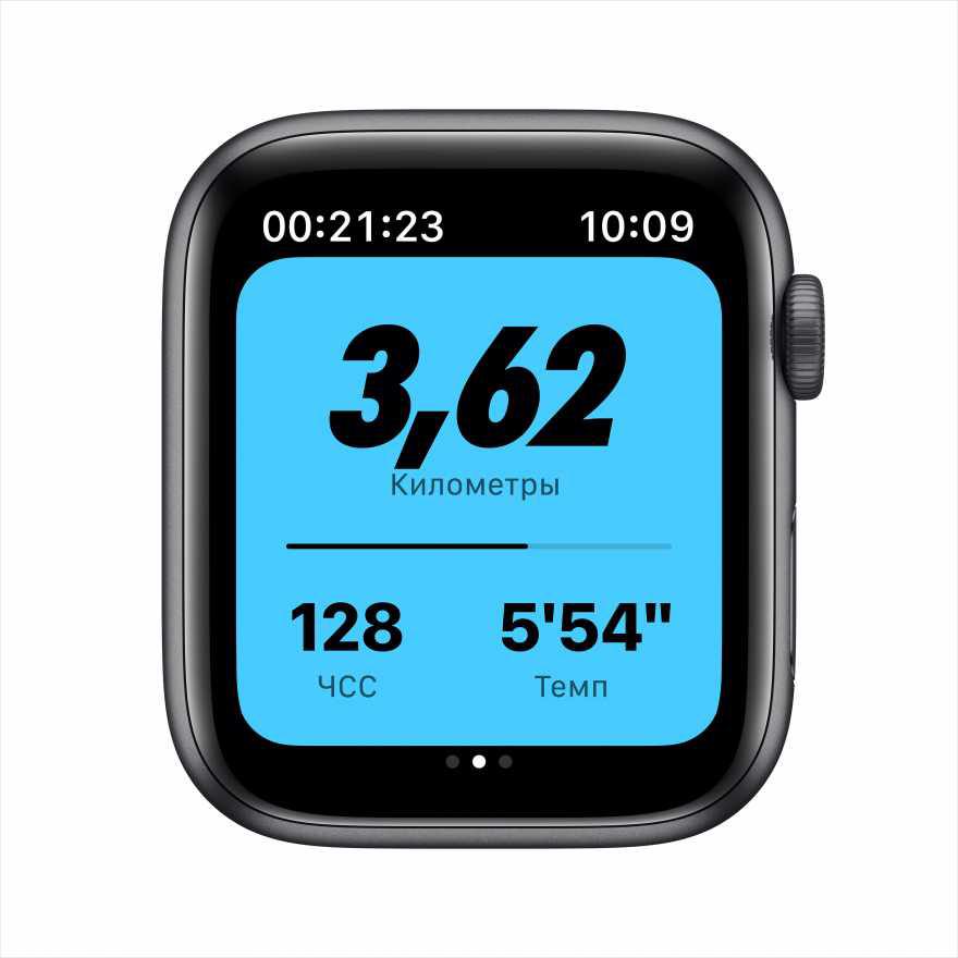 Apple Watch Nike SE, 44 мм (MKQ83RU/A) корпус из алюминия цвета «серый космос», спортивный ремешок Nike цвета «антрацитовый/чёрный»