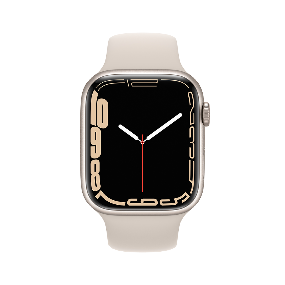 Apple Watch Series 7 GPS, 45 мм (MKN63RU/A) Сияющая звезда, спортивный ремешок цвета сияющая звезда