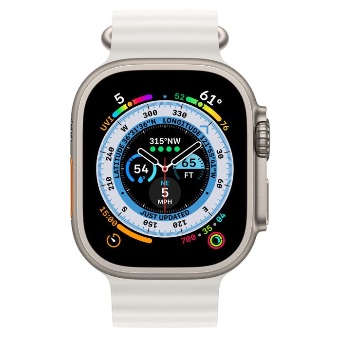 Apple Watch Ultra 49 мм (MNHF3K) корпус из титана, ремешок Ocean белого цвета