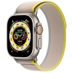 Apple Watch Ultra 49 мм, корпус из титана, ремешок Trail желтого/бежевого цвета, MNHK3K